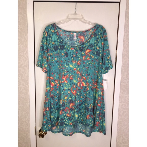 NEW W/ TAGS, LuLaRoe blue patterned Perfect T, XL - Picture 1 of 3